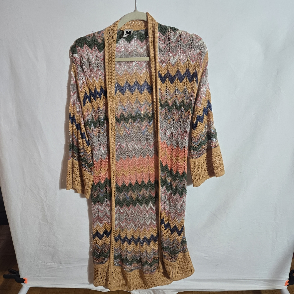 Missoni Zigzag Cardigan in Pink, Green, and Gold